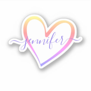 Rainbow Ombre Calligraphic Font Name Sticker