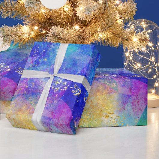 Rainbow Ombre en Gold Fire Opal Pattern Cadeaupapier (Feestdagen)
