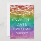 Rainbow Ombre Gay Wedding Save the Date (Voorkant)