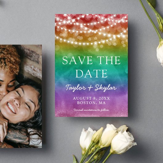 Rainbow Ombre Gay Wedding Save the Date