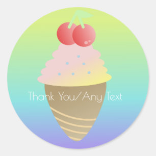 Rainbow Ombre Ice Cream Cone Ronde Sticker