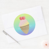 Rainbow Ombre Ice Cream Cone Ronde Sticker (Envelop)
