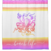 Rainbow ombre octopus modern strand life script douchegordijn (Voorkant)