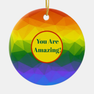 Rainbow Ombre Polygon Keramisch Ornament