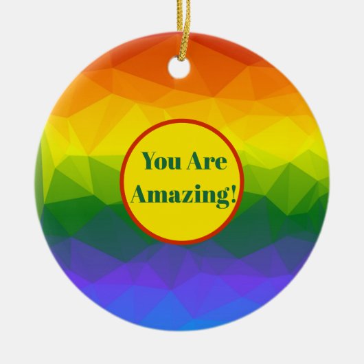 Rainbow Ombre Polygon Keramisch Ornament (Voorkant)