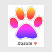 Rainbow Ombre Puppy Paw Print Shape Sticker (Vel)