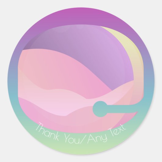 Rainbow Ombre Space Moon Ronde Sticker (Voorkant)