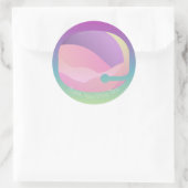 Rainbow Ombre Space Moon Ronde Sticker (Tas)