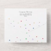 Rainbow Ombre & Stars LGBT Weddenschap in één Invi All In One Uitnodiging (Achterkant)