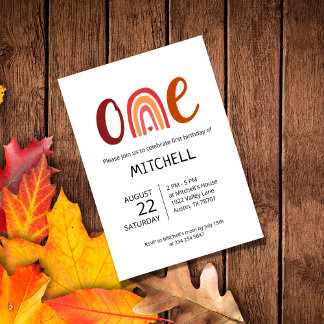 Rainbow One First Birthday Invitation Kaart