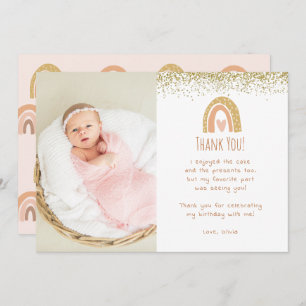 Rainbow Onederful Birthday Foto bedankt Kaart