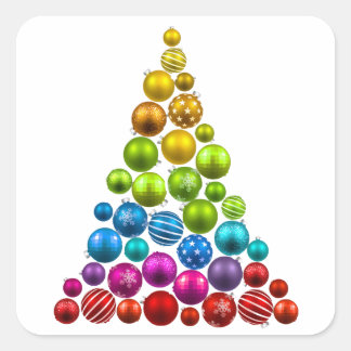 Rainbow Ornament kerstboom Vierkante Sticker