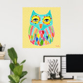 Rainbow Owl Art Girls Room Poster (Thuiskantoor)