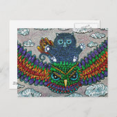 Rainbow Owl Ride Briefkaart (Voorkant / Achterkant)