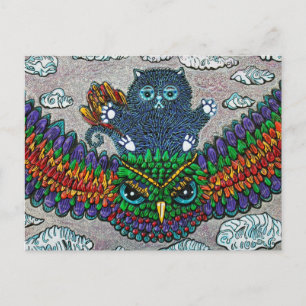Rainbow Owl Ride Briefkaart