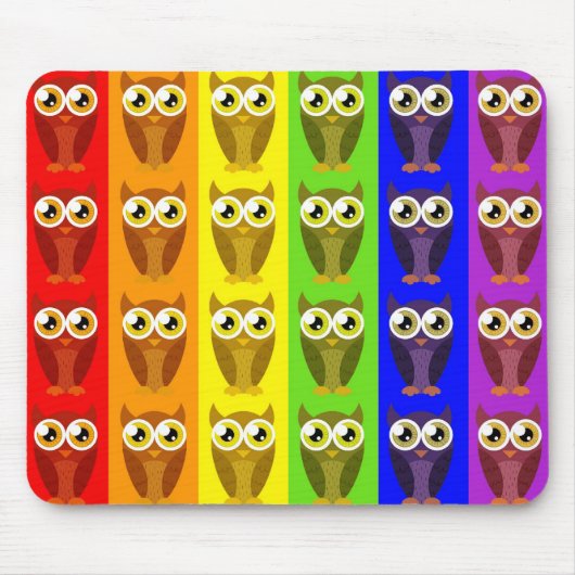 Rainbow Owls Mousepad Muismat (Voorkant)