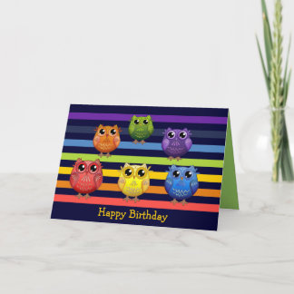 Rainbow Owns Birthday personnalisé Carte texte