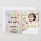 Rainbow Paint Anniversaire Invitation avec photo (Devant)