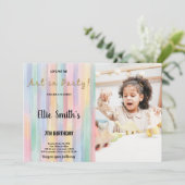 Rainbow Paint Anniversaire Invitation avec photo (Debout devant)