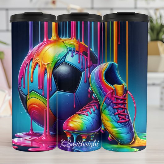 Rainbow Paint Drip Soccer Gear Thermosbeker