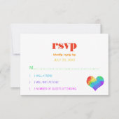 Rainbow Paint Heart Gay Lesbian Wedding RSVP (Voorkant)
