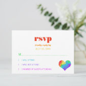 Rainbow Paint Heart Gay Lesbian Wedding RSVP (Staand voorkant)