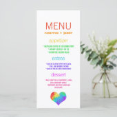 Rainbow Paint Heart Lesbian Gay Wedding Menu (Staand voorkant)
