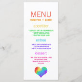Rainbow Paint Heart Lesbian Gay Wedding Menu (Voorkant)