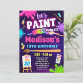 Rainbow Paint Party Anniversaire Invitation (Debout devant)