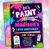 Rainbow Paint Party Anniversaire Invitation