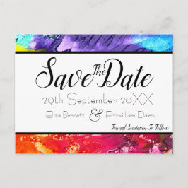 Rainbow Paint Save the Date Briefkaart