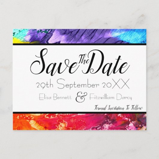 Rainbow Paint Save the Date Briefkaart (Voorkant)