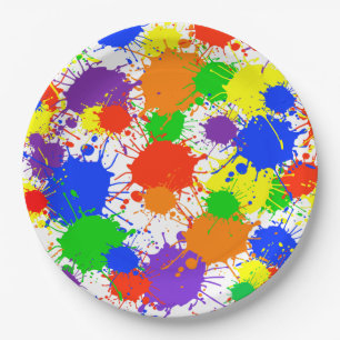 Rainbow Paint Splash Verjaardagsfeestje Papier Bor Papieren Bordje