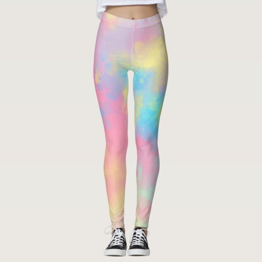 Rainbow Paint Splatter, effect Leggings (Voorkant)