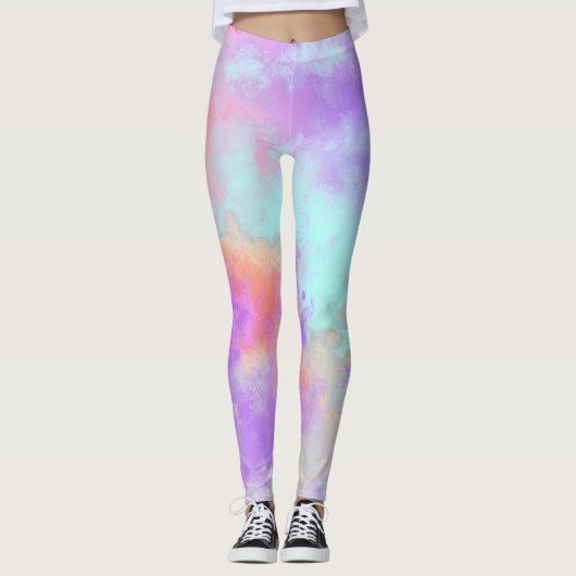 Rainbow Paint Splatter, effect Leggings (Voorkant)