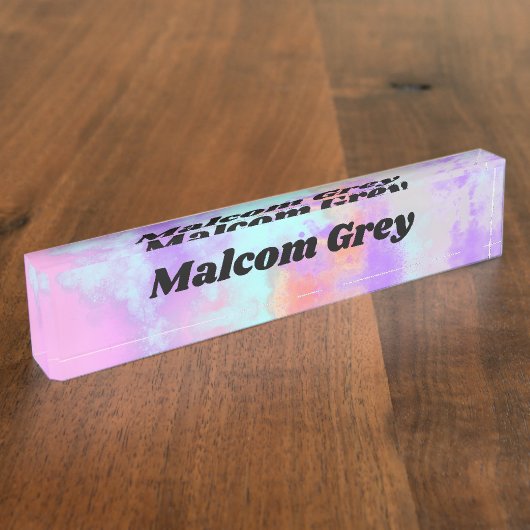 Rainbow Paint Splatter, effect Naambordje (Zijkant)