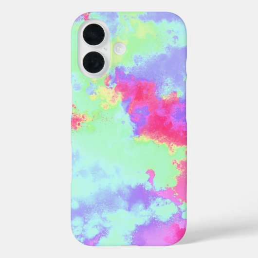 Rainbow Paint Splatter iPhone 16 Hoesje (Achterkant)