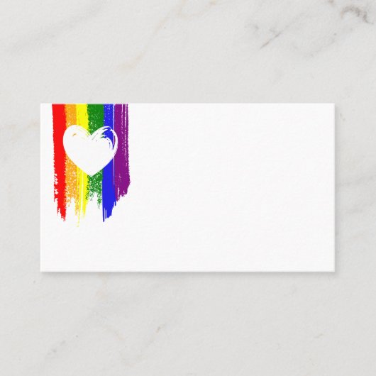 Rainbow Paint Strokes Heart Gay Wedding Plaatskaartje (Voorkant)