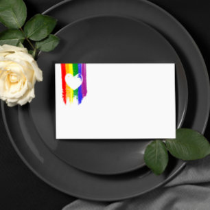 Rainbow Paint Strokes Heart Gay Wedding Plaatskaartje