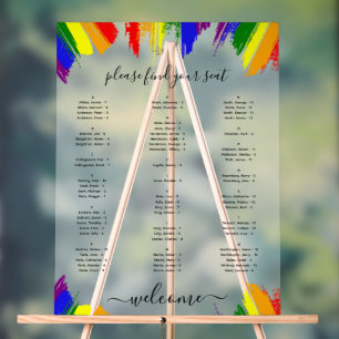 Rainbow Paint Strokes LGBT Mariage Seize Chart