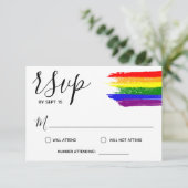 Rainbow Paint Strokes LGBT Wedding RSVP (Debout devant)
