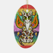 Rainbow Paisley Fairy Cat Fantasy Art Ornament (Rechts)
