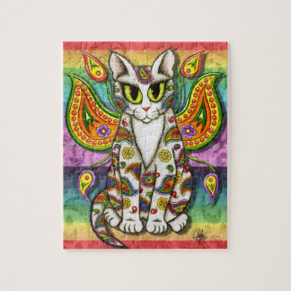 Rainbow Paisley Fairy Cat Fantasy Art Puzzle Legpuzzel