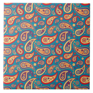 Rainbow Paisley Retro Pattern Tegeltje