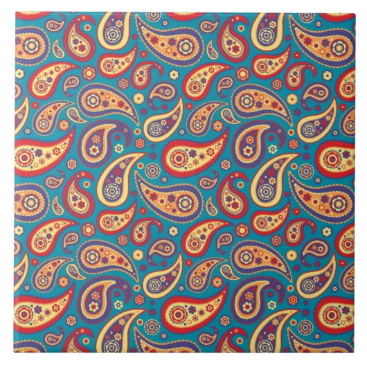 Rainbow Paisley Retro Pattern Tegeltje (Voorkant)