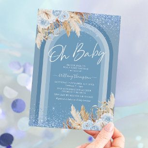 Rainbow Pampas Grass Boy Baby shower Invitation