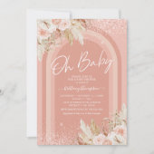 Rainbow Pampas Grass Girl Baby shower Invitation (Devant)