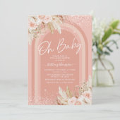 Rainbow Pampas Grass Girl Baby shower Invitation (Debout devant)