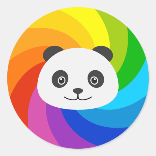 Rainbow Panda Ronde Sticker (Voorkant)