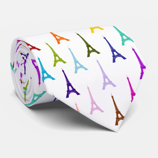 Rainbow Paris Eiffeltoren patroon Stropdas (Opgerold)